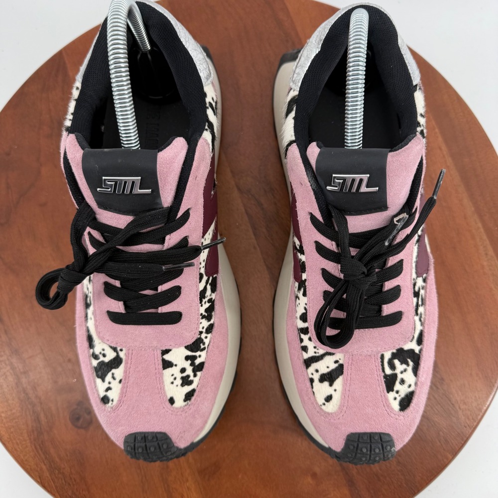 Steve Madden Supercampo  Pink Leopard Calf Hair Platform Sneakers  Womens 10M - Picture 8 of 11